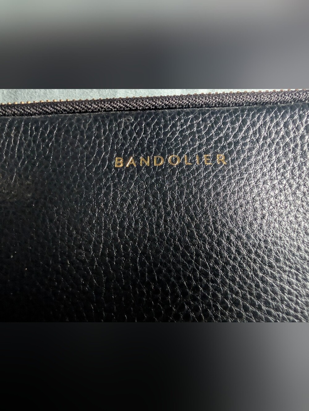 Bandolier Black Leather Accessory with Gold Logo